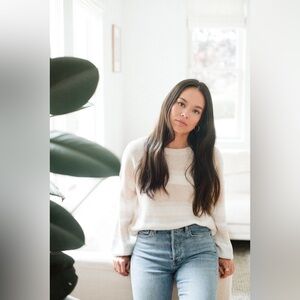 Gentle Fawn Designer Beige Stripped Knit Sweater Women’s Size XL